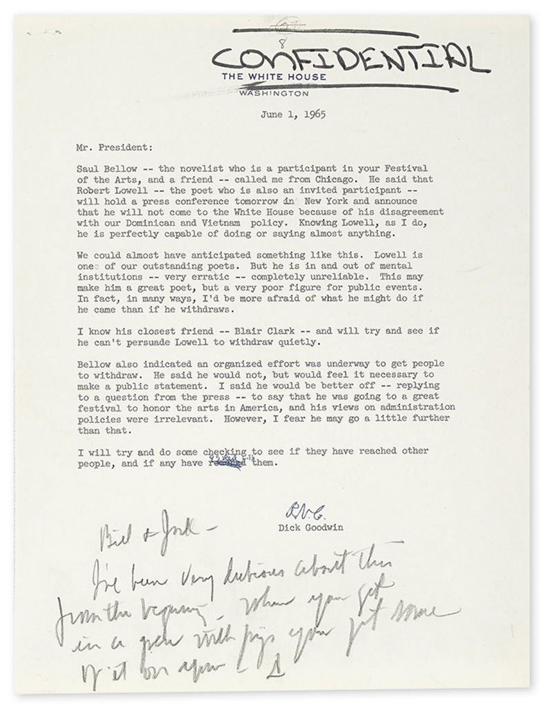 JOHNSON, LYNDON B. Autograph Note Signed, LJ, as President, to Bill & Jack, in pencil: